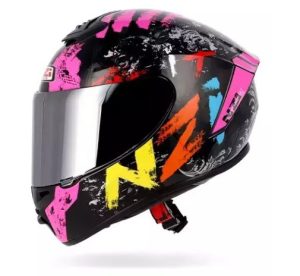 Casco Integral NZI Trendy Negro Rosa Doble Visor